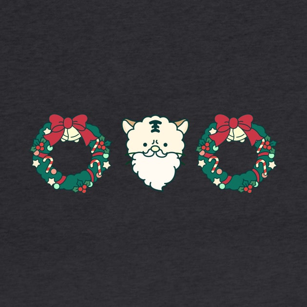 Christmas wreath and cat Santa. by choiyoojin